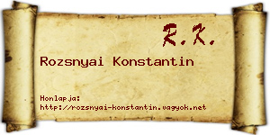 Rozsnyai Konstantin névjegykártya